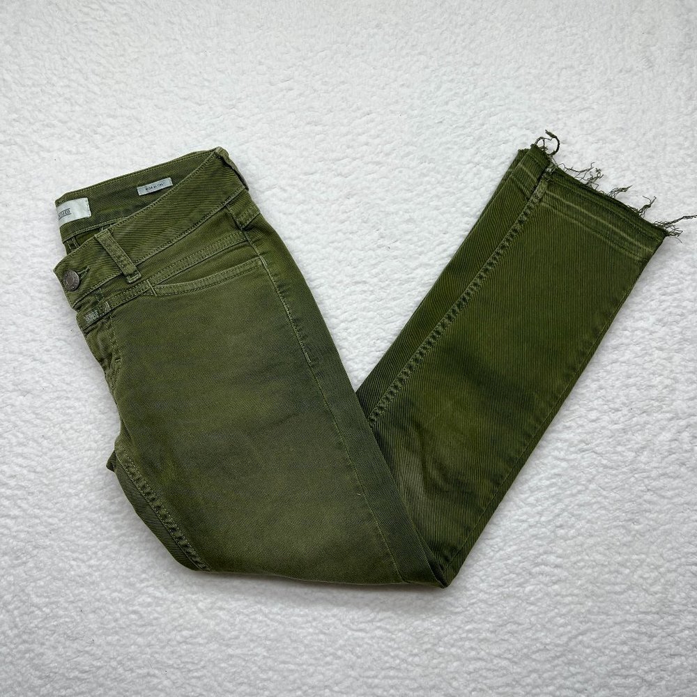 Closed | Women’s Glow Straight Leg Raw Hem Jeans in Green Size 26